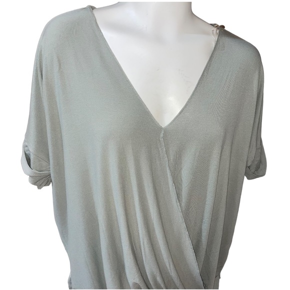 Draped, short sleeve top in sage - Picture 4 of 6